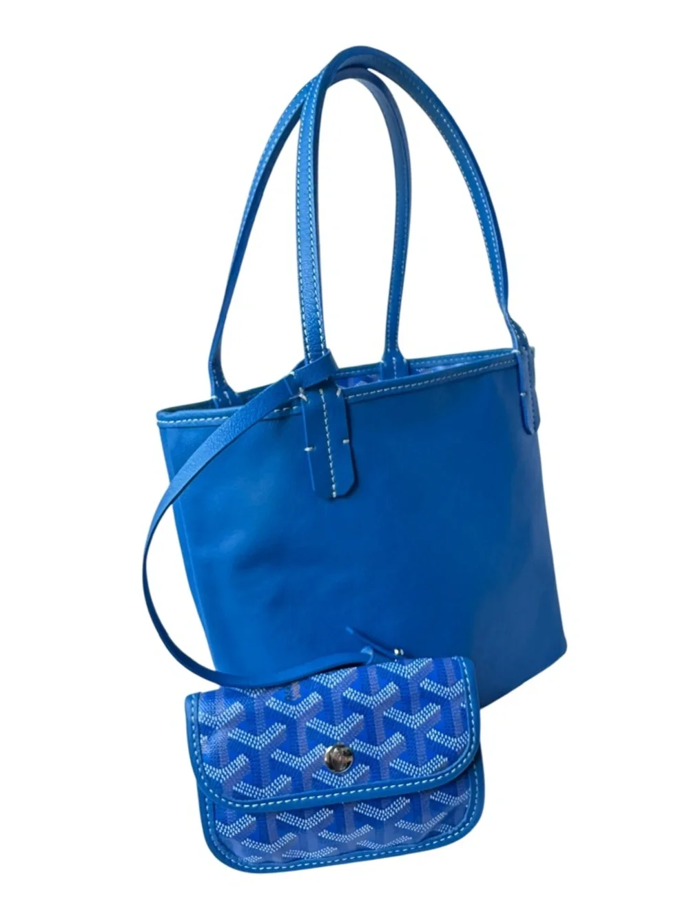 Genuine GOYARD Goyardine Sky Blue Anjou Reversible Mini Tote Bag